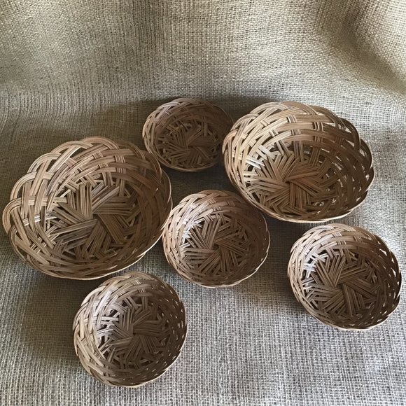 Other - 6 Vintage Boho Wicker Baskets